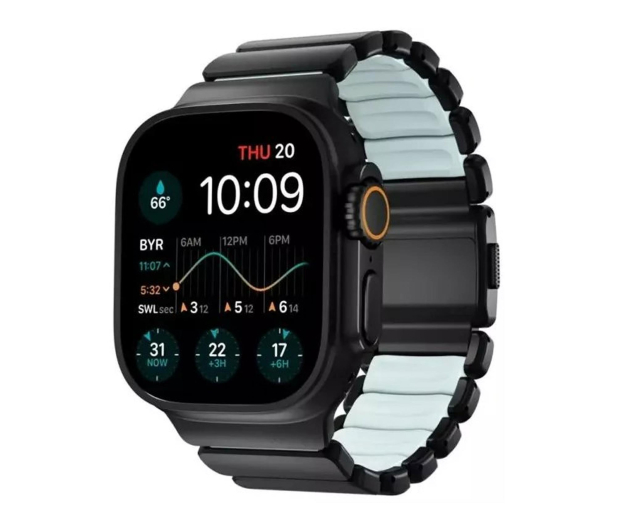 Nomad Stratos Band Black Titanium FKM 45/46/49mm Icy Blue Glow - 1502117 - zdjęcie